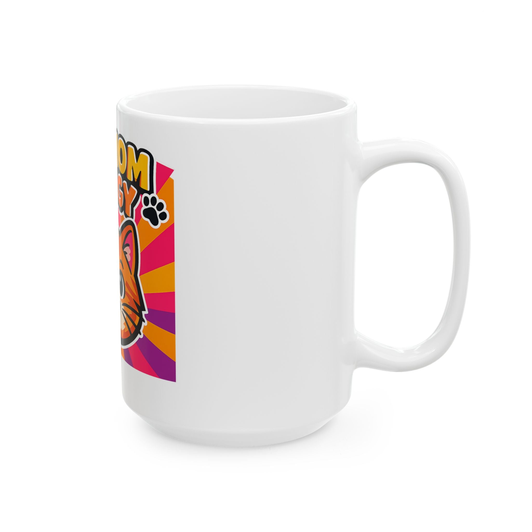 Cat Mom Energy Mug | Orange Tabby Cat Coffee Cup | Funny Cat Lover Gift | Retro Dopamine Pet Mug