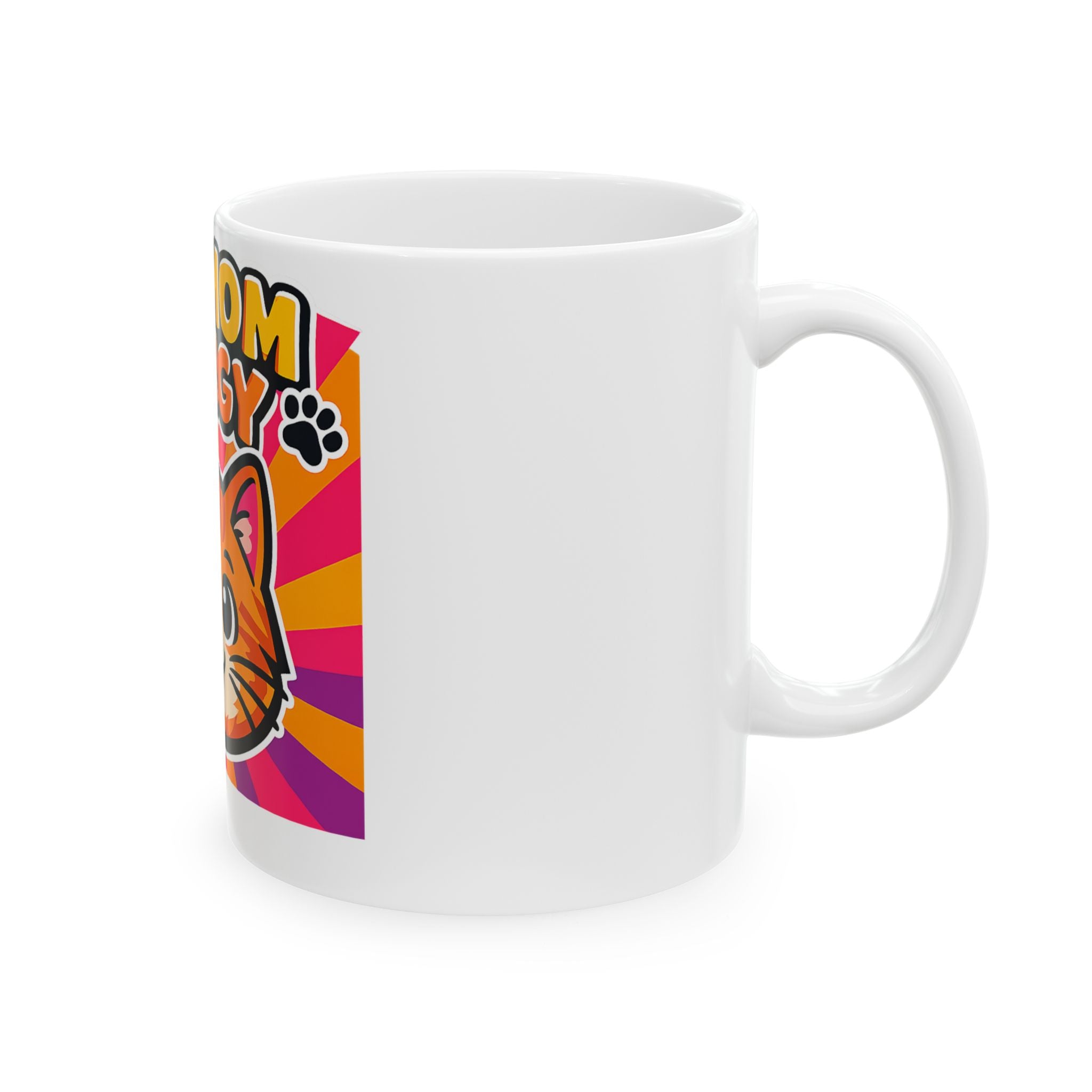 Cat Mom Energy Mug | Orange Tabby Cat Coffee Cup | Funny Cat Lover Gift | Retro Dopamine Pet Mug