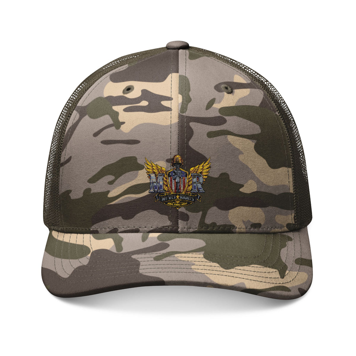My Vet Rights Camo Trucker Hat with Embroidered Military Crest