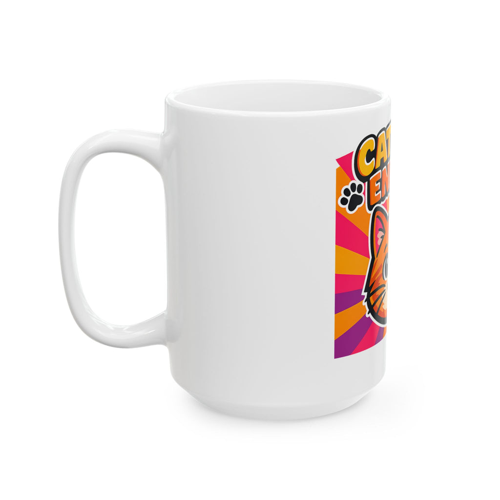 Cat Mom Energy Mug | Orange Tabby Cat Coffee Cup | Funny Cat Lover Gift | Retro Dopamine Pet Mug