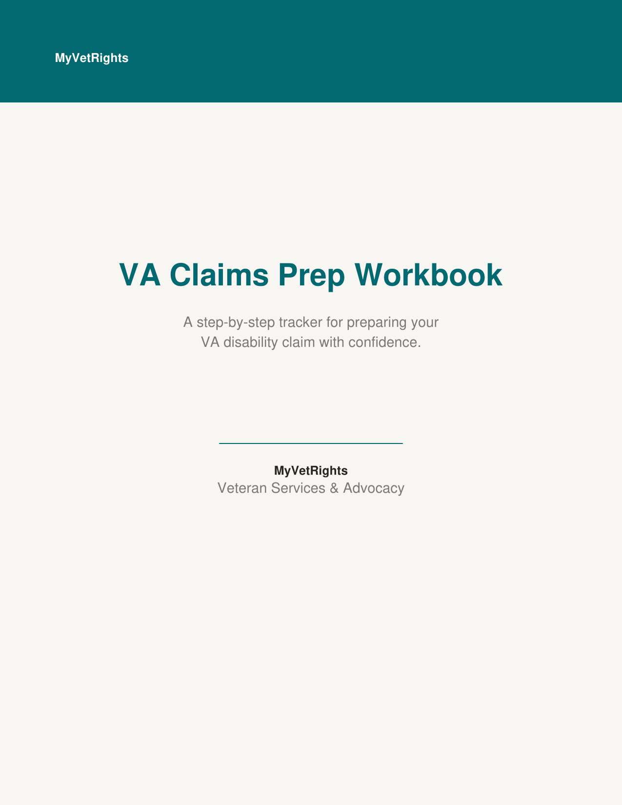 VA Claims Prep Workbook cover - MyVetRights